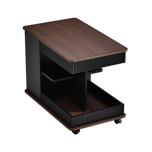 Adjustable End Table With Wheels, 360°Rotating Top And Storage Space Hearth and Haven