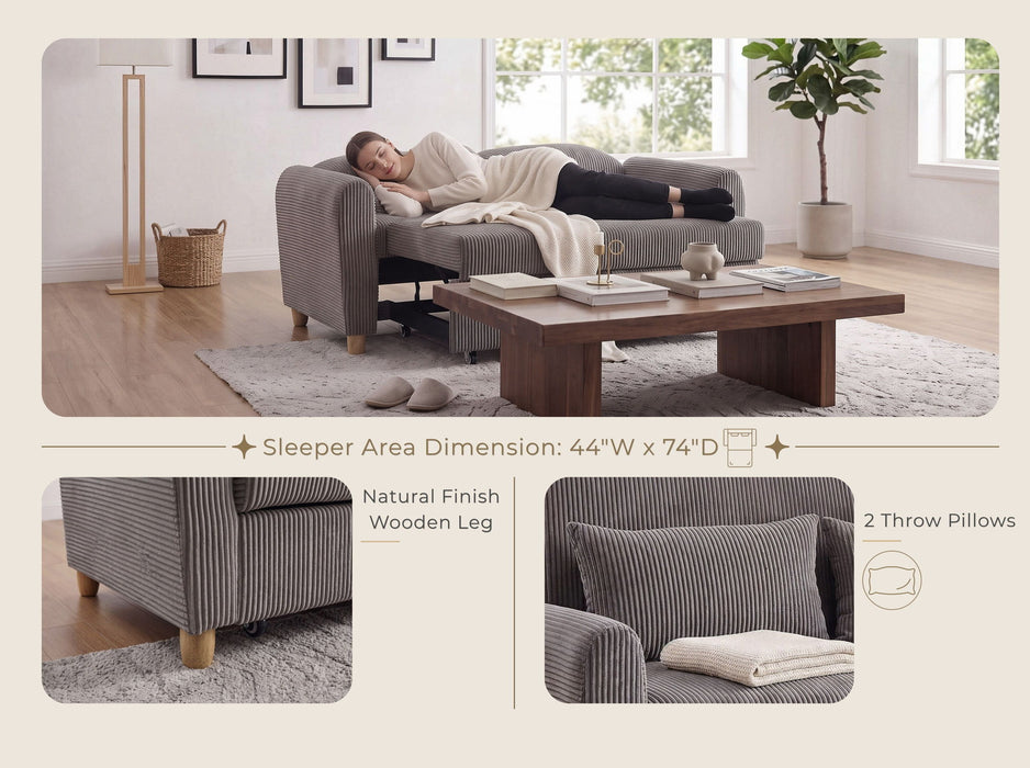Justine - Convertible Sleeper Loveseat - Brown Lilola Home