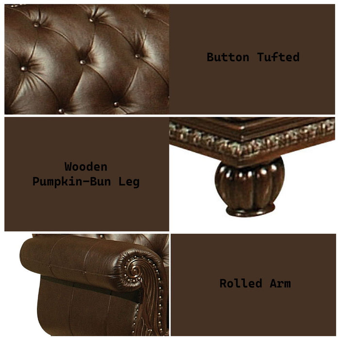 Anondale - Loveseat - Espresso Top Grain Leather Match & Cherry ACME