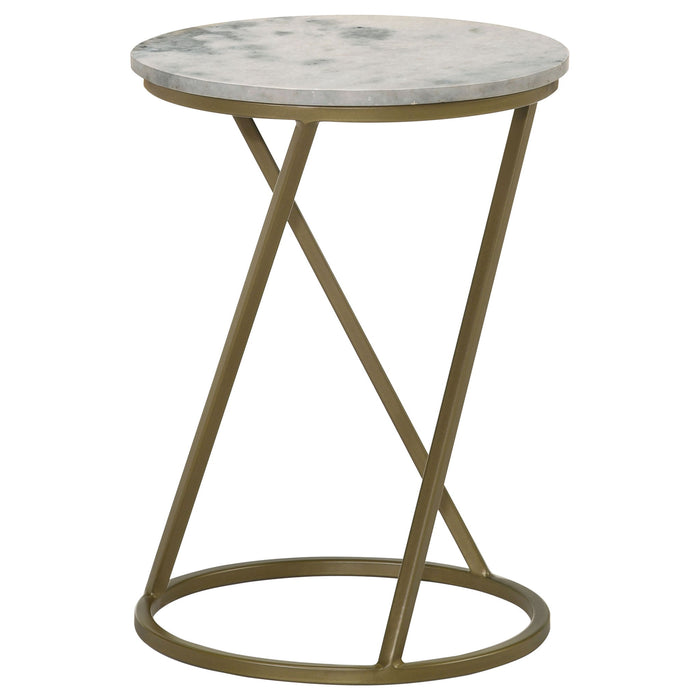 Balboa - Round Accent Side Table With Sculptural Base - White Furniture Max