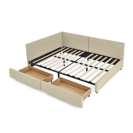 Upholstered Storage Tufted Bed Frame With Backrest And Armrests Home Essentials