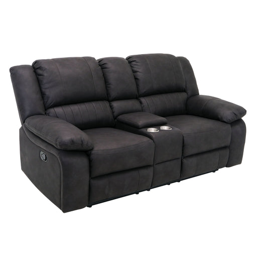 Reclining Console Loveseat - Black - Fabric Emerald Home