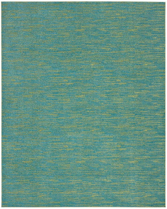 9' X 12' Striped Non Skid Indoor / Outdoor Area Rug - Blue / Green