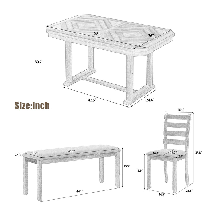 6 Piece Dining Table Set With Ergonomic Seating Hearth and Haven