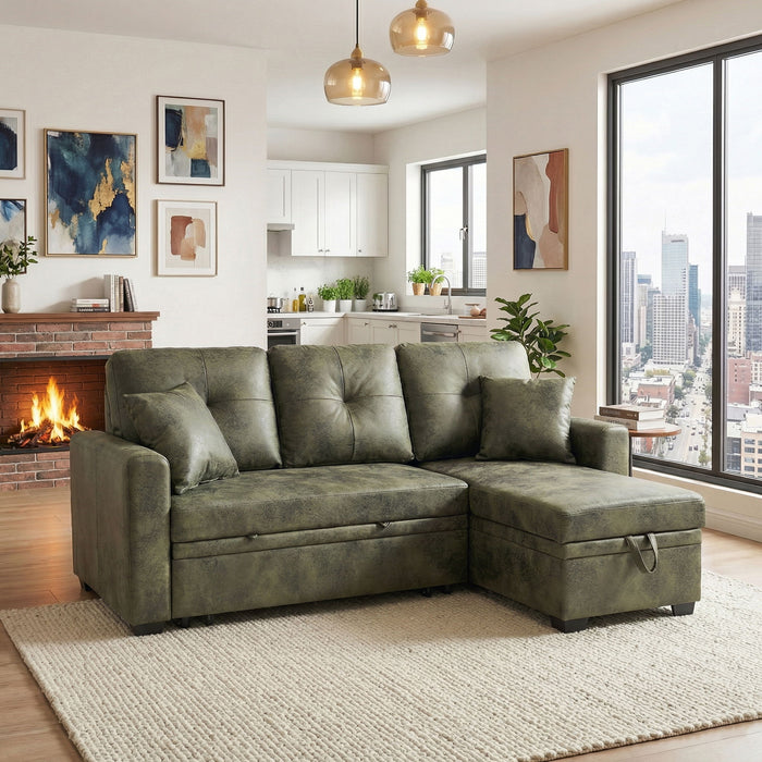 Sectional Sofa With Pull Out Bed, Reversible Chaise Home Essentials
