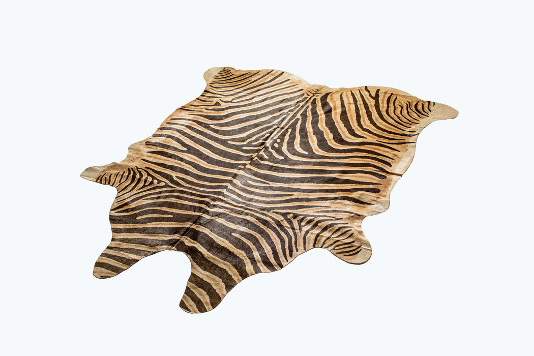 6' x 7' Cowhide Handmade Area Rug - Zebra Chocolate And Natural
