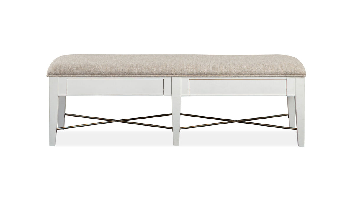 Heron Cove - Bench With Upholstered Seat - Chalk White Magnussen Furniture