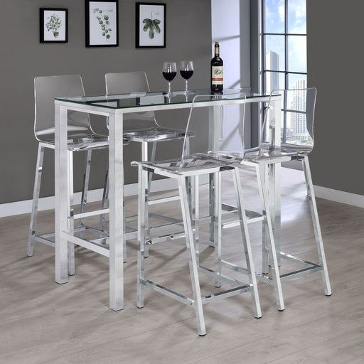 Garbo - 5 Piece Bar Set With Stools - Chrome Furniture Max