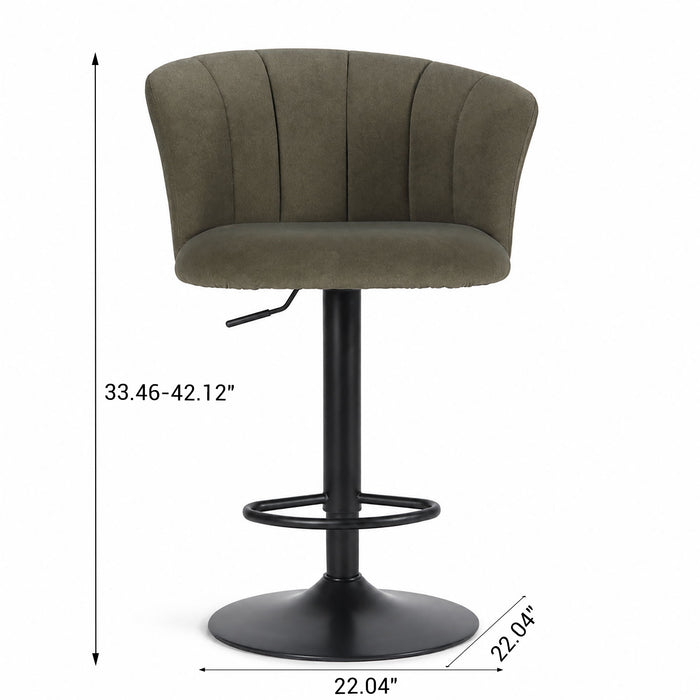 Swivel Bar Stool With Curved Upholstered Backrest And Footrest - Green Home Essentials