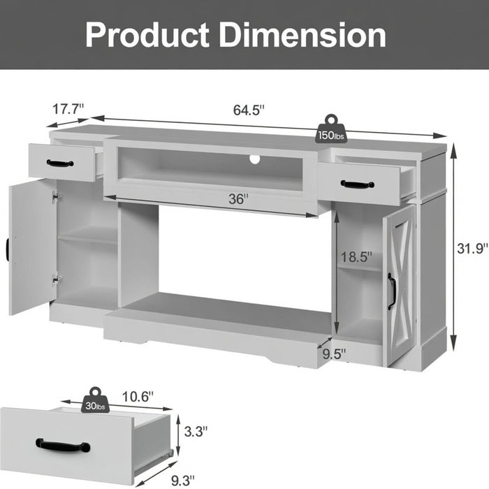 TV Stand With Adjustable Shelves & Double Doors Home Essentials
