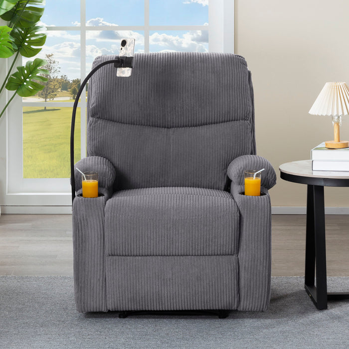 Adjustable Manual Recliner, Ergonomic Lounge Chair With Phone Holder And 2 Cup Holders Home Essentials
