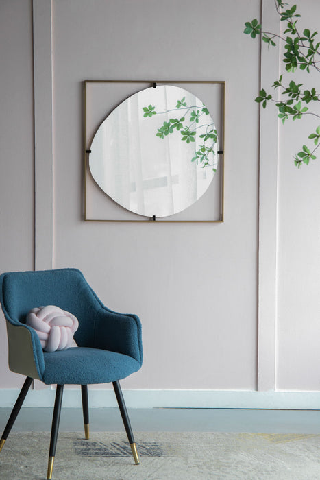 Poppy Mirror With Metal Frame Contemporary Design For Bathroom, Entryway Wall Decor