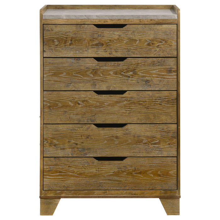 Packard - 5 Drawer Chest - Oak Furniture Max