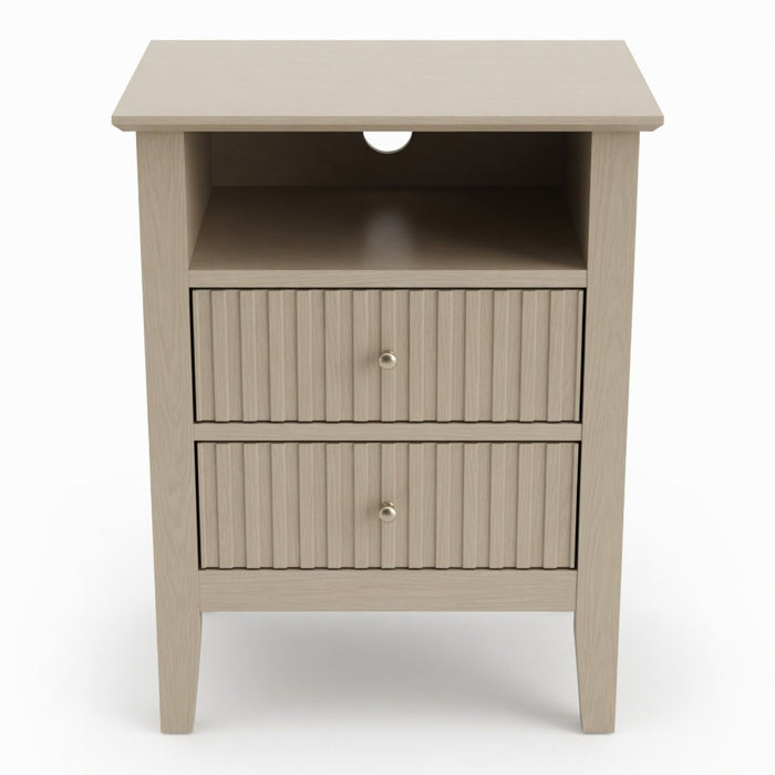 Fluted Nightstand With 2 Drawers Home Essentials