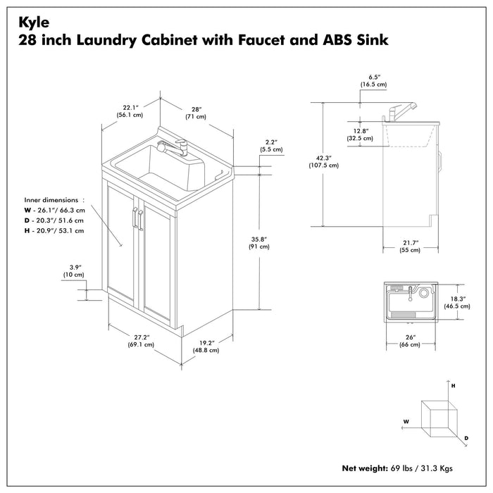 Kyle - Laundry Cabinet & Faucet And Stainless Steel Sink Simpli-Home