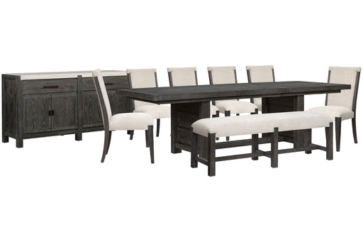 Plum Creek - 9 Piece Extendable Trestle Dining Table Set Magnussen Furniture