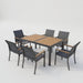 7 Piece Gray Aluminum Patio Dining Set With Textilene Chairs For Outdoor Living Frame With Accents, 59" Rectangle Table, All Weather Durable Home Essentials