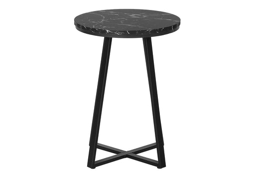 Accent Table, Side, Round Marble Look Contemporary & Modern - Black 8th Street