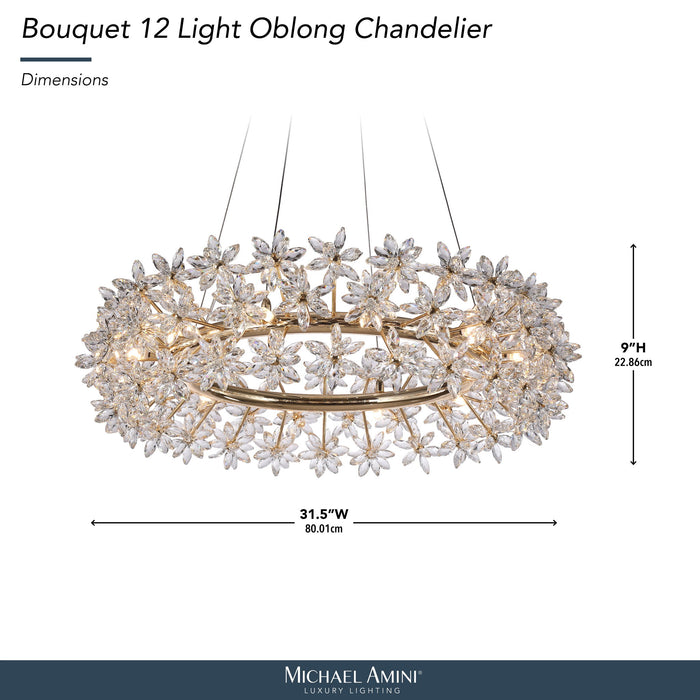 Michael Amini Lighting - Bouquet Round 32" Crystal Chandelier - Gold Michael Amini
