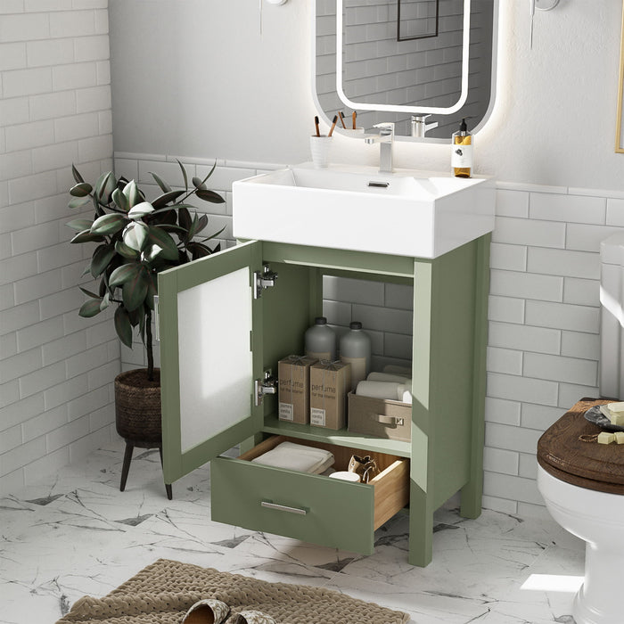 Bathroom Vanity With Ceramic Sink And Ample Storage, Ideal For Small Bathrooms Hearth and Haven