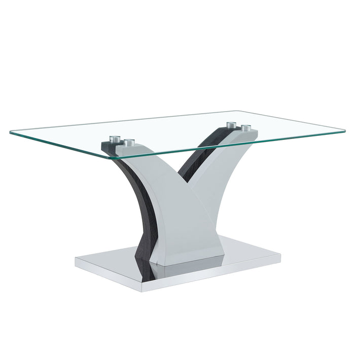 Artistic Rectangular Coffee Table With Tempered Glass Countertop Home Essentials