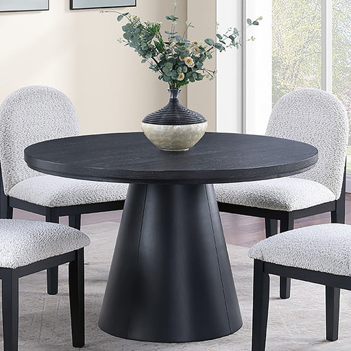 Round Dining Table With Cone Shaped Base - Black Home Essentials