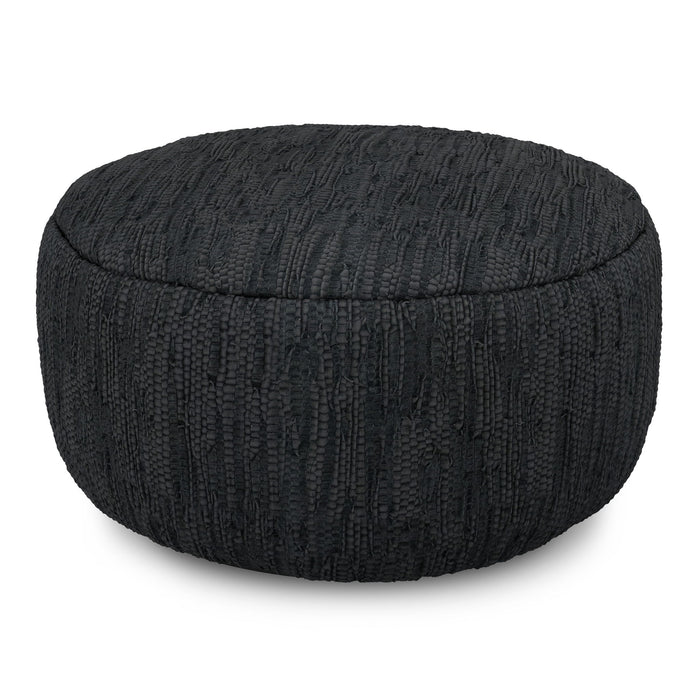 Fredrik - Round Pouf - Black Simpli-Home