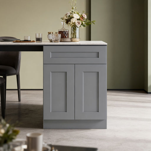 Shaker Base Cabinet With Soft Close Door And Drawer, Space Saving Unit - Gray Home Essentials