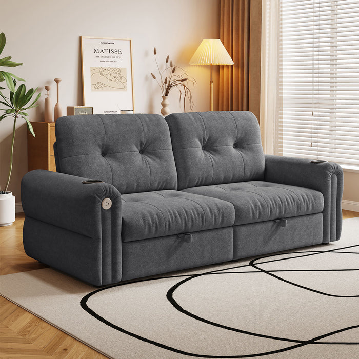 2 In 1 Convertible Sofa Bed For Living Room - Dark Gray - Fabric Home Essentials
