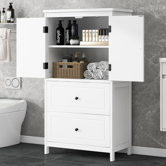 Bathroom Storage Cabinet With 2 Doors And Drawers, Adjustable Shelf Hearth and Haven