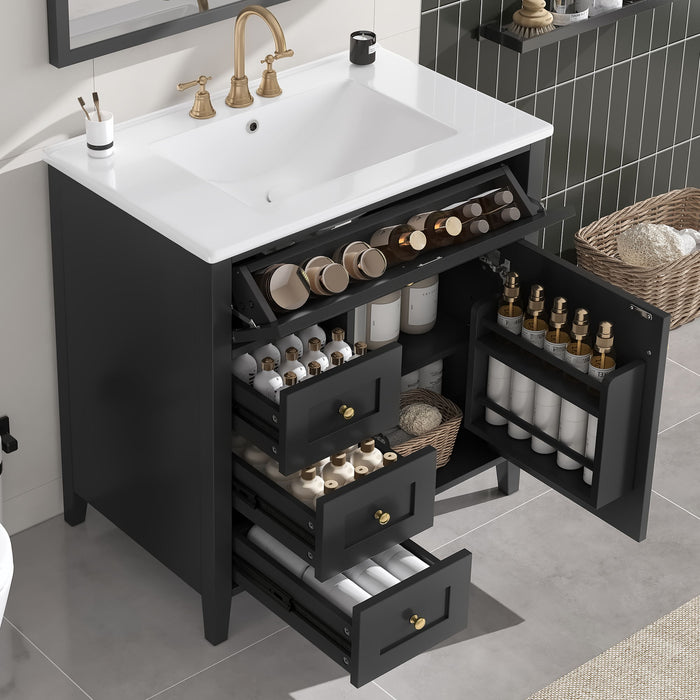Modern Bathroom Vanity With Sink, 3 Drawers And Adjustable Shelf Hearth and Haven
