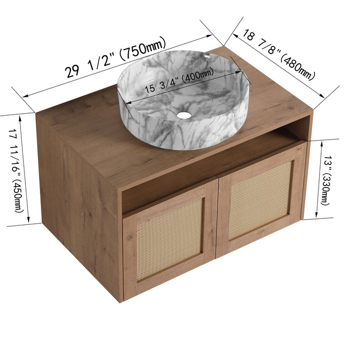 Bathroom Vanity With Art Sink, 2 Soft Close Doors, Float Mounting Design Home Essentials