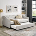 Upholstered Tufted Daybed With Drawers, Waved Arms Home Essentials