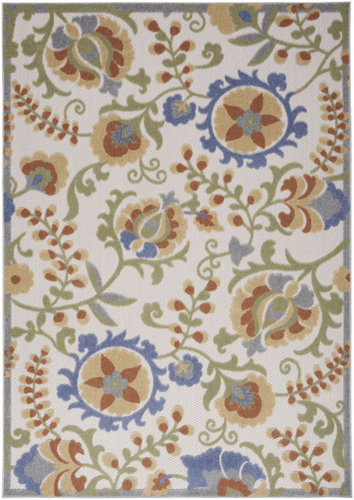 5' X 7' Floral Power Loom Area Rug - Yellow / Blue