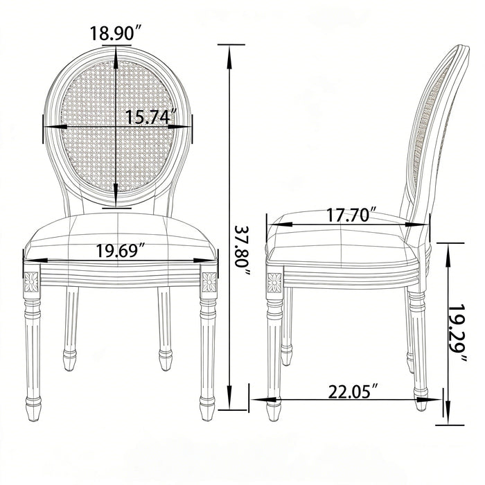 Dining Chairs, Upholstered With Round Back (Set of 2) - Beige Home Essentials