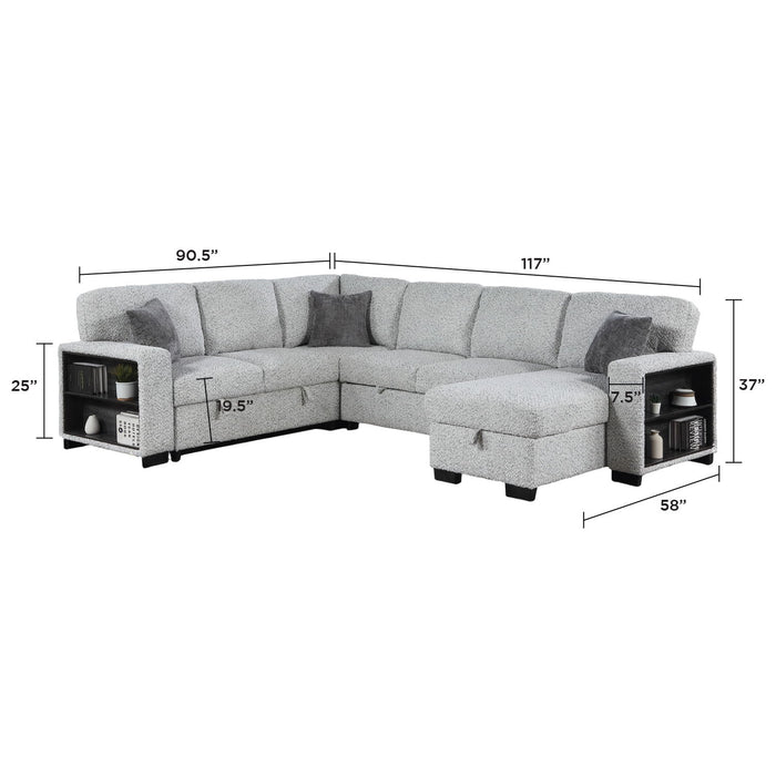 Giza - Modular Sectional Sofa With Sleeper, Storage, USB Charging - Gray Matrix Furniture Group
