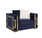 Virrux - Chair With 2 Pillows - Blue Velvet & Gold ACME
