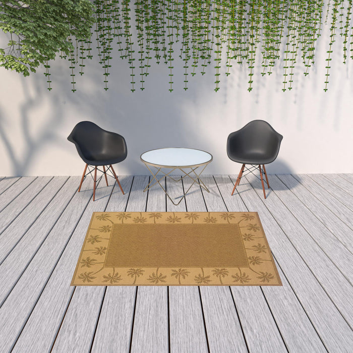 5' X 8' Stain Resistant Outdoor & Indoor Area Rug - Tan