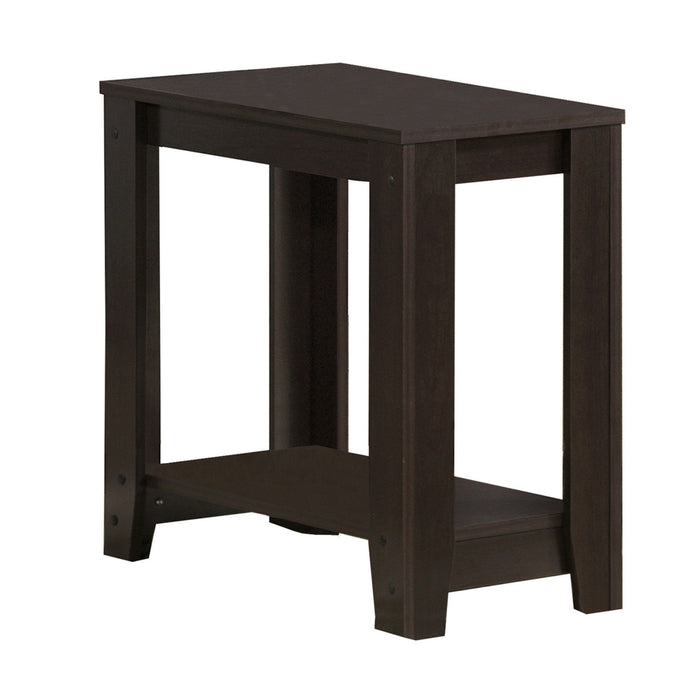 Wood End Table With Shelf - Dark Brown