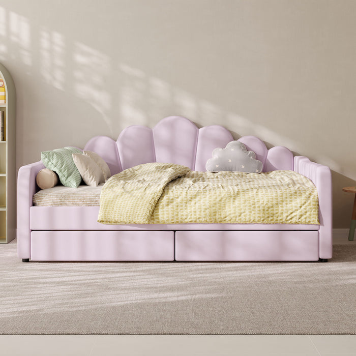 Shell Shaped Upholstered Daybed Frame With Slats Dreamland