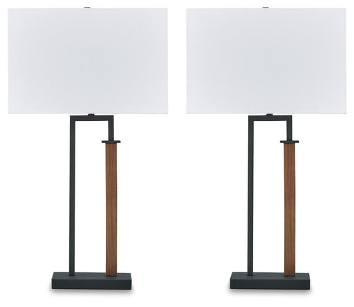 Voslen - Metal Table Lamp (Set of 2) - Black / Brown Signature Design by Ashley®