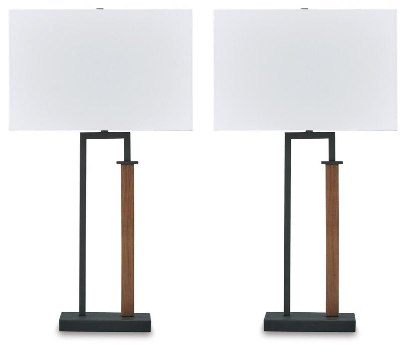 Voslen - Metal Table Lamp (Set of 2) - Black / Brown Signature Design by Ashley®