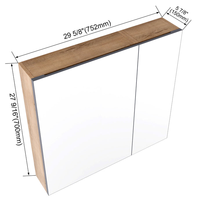 29.63" Wall Mounted Cabinet With Adjustable Shelves Storage Cabinet For Bathroom - Imitative Oak Home Essentials
