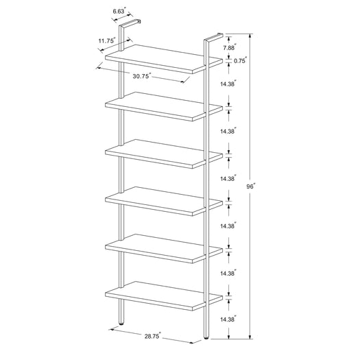 Christy - Owens - 6 Shelf Wall Bookshelf - Walnut Furniture Max