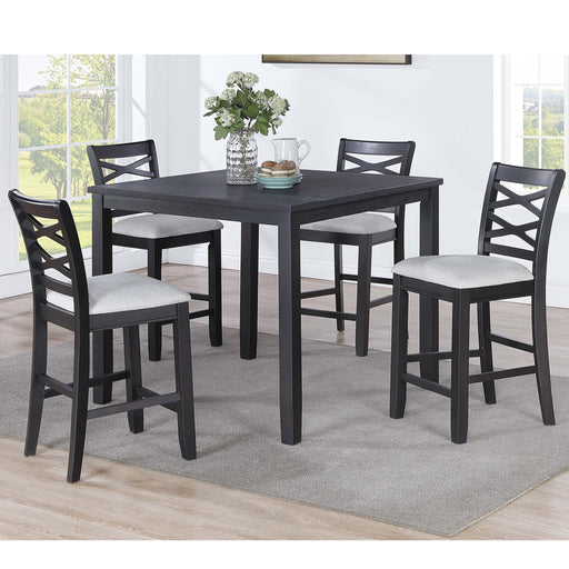 Dining Table Set With 4 Cross Back Chairs, Upholstered Cushions - Charcoal Home Essentials