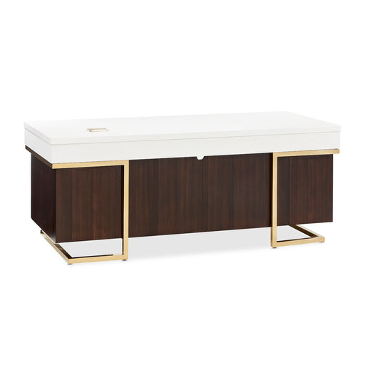 Belmont Place - Desk - White / Dark Brown Michael Amini
