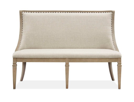 Lancaster - Bench With Upholstered Seat & Back - Dovetail Gray Magnussen Furniture