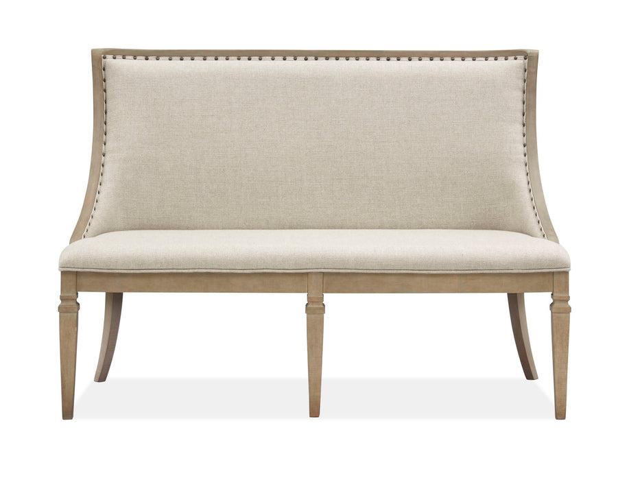 Lancaster - Bench With Upholstered Seat & Back - Dovetail Gray Magnussen Furniture