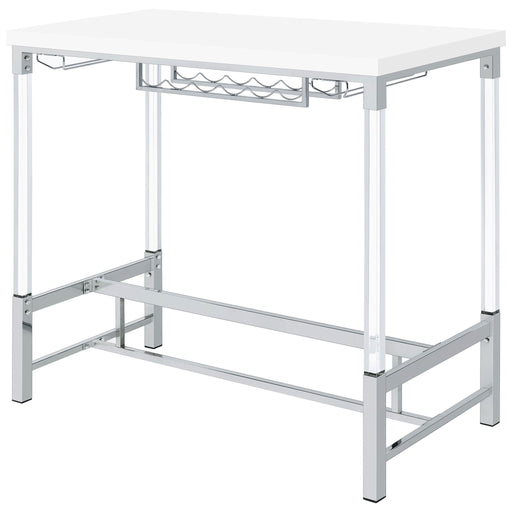 Tonneson - Bar Table With Trestle Base And Wine Storage - White Furniture Max