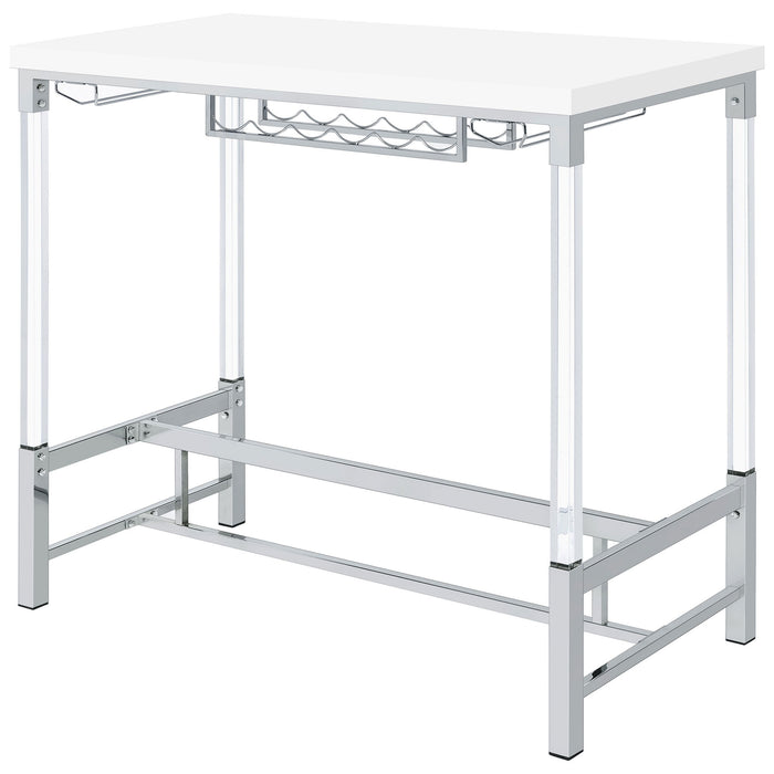 Tonneson - Bar Table With Trestle Base And Wine Storage - White Furniture Max